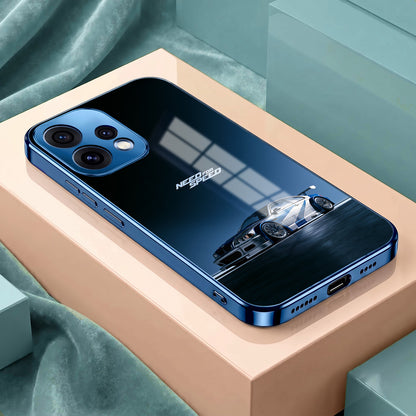 Oppo Reno 15 5G Need For Speed Blue Electroplated Glass Phone Back Case