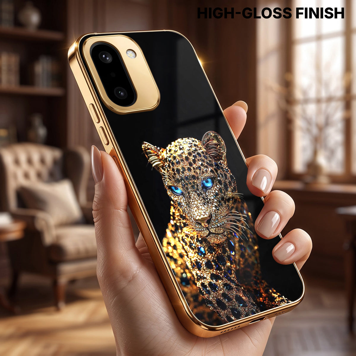 OnePlus 15R 5G Panther Gold Electroplated Glass Phone Back Case