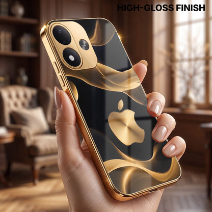 Redmi Note 17 5G Luxury Wave Gold Electroplated Glass Phone Back Case