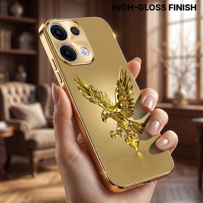 Oppo Reno 13 5G Golden Eagle Gold Electroplated Glass Phone Back Case
