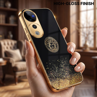 Vivo V40 Pro 5G Medusa Head Gold Electroplated Glass Phone Back Case