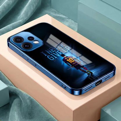 Oppo Reno 15 5G Never Give Up Blue Electroplated Glass Phone Back Case