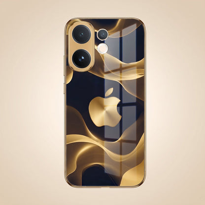 Vivo V60 5G Luxury Wave Gold Electroplated Glass Phone Back Case