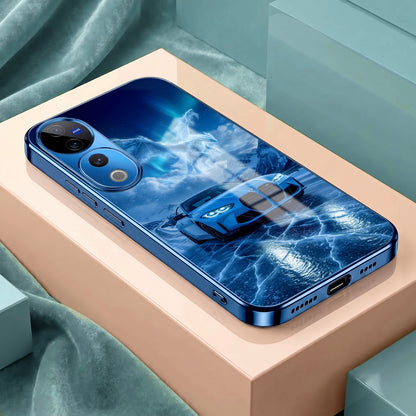 Vivo V40 Pro 5G Ice Dragon GT Blue Electroplated Glass Phone Back Case