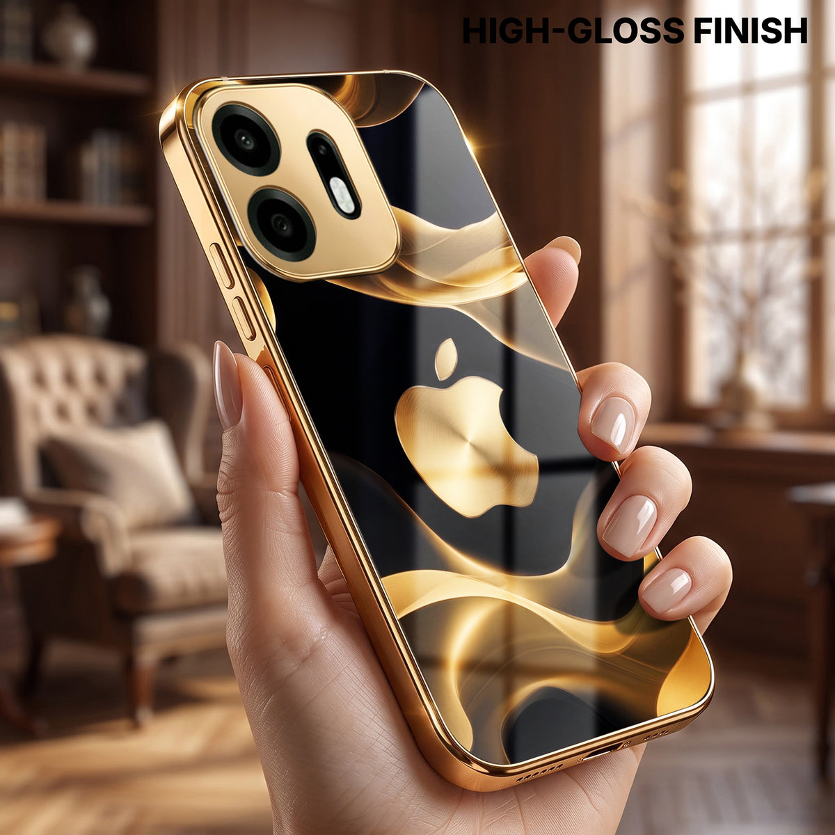 OnePlus N6 5G Luxury Wave Gold Electroplated Glass Phone Back Case