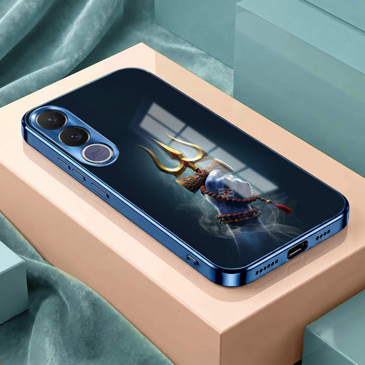 Vivo V70 FE 5G Divine Shiva Trisul Blue Electroplated Glass Phone Back Case