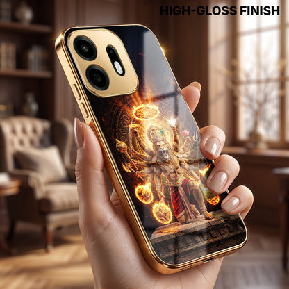 OnePlus N6 5G Lord Narasimha Gold Electroplated Glass Phone Back Case