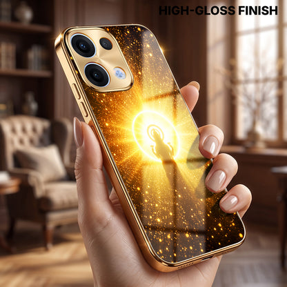 Oppo Reno 13 5G Lakshmi Sacred Gold Electroplated Glass Phone Back Case