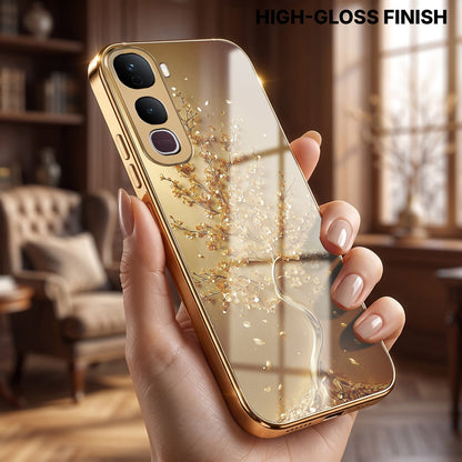 Vivo Y400 Pro 5G Golden Tree Gold Electroplated Glass Phone Back Case