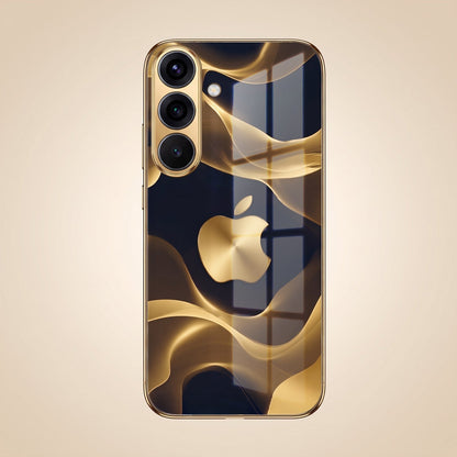 Samsung Galaxy A36 5G Luxury Wave Gold Electroplated Glass Phone Back Case