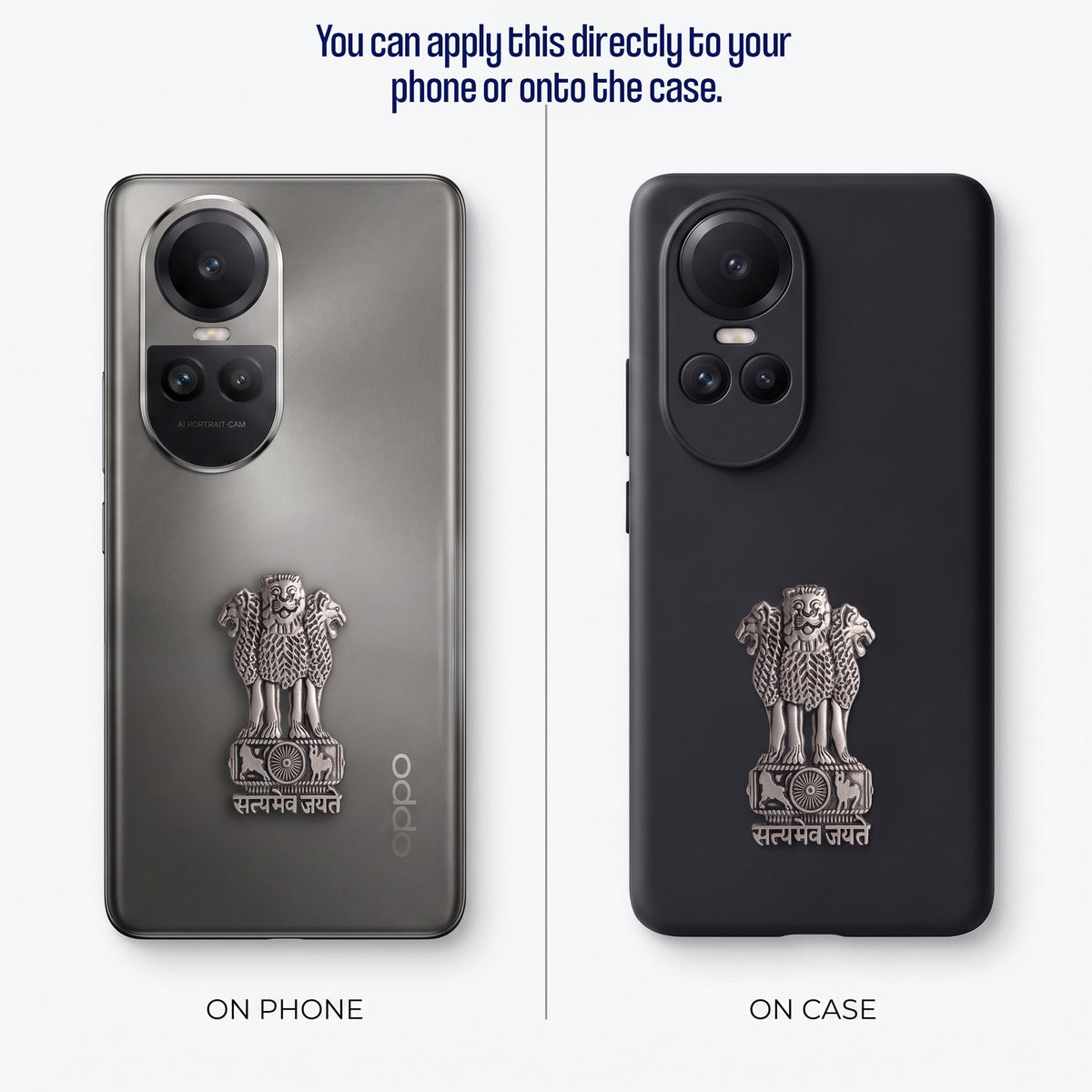 Oppo Reno 10 5G Compatible Satyamev Jayate 3D Metal Emblem Sticker