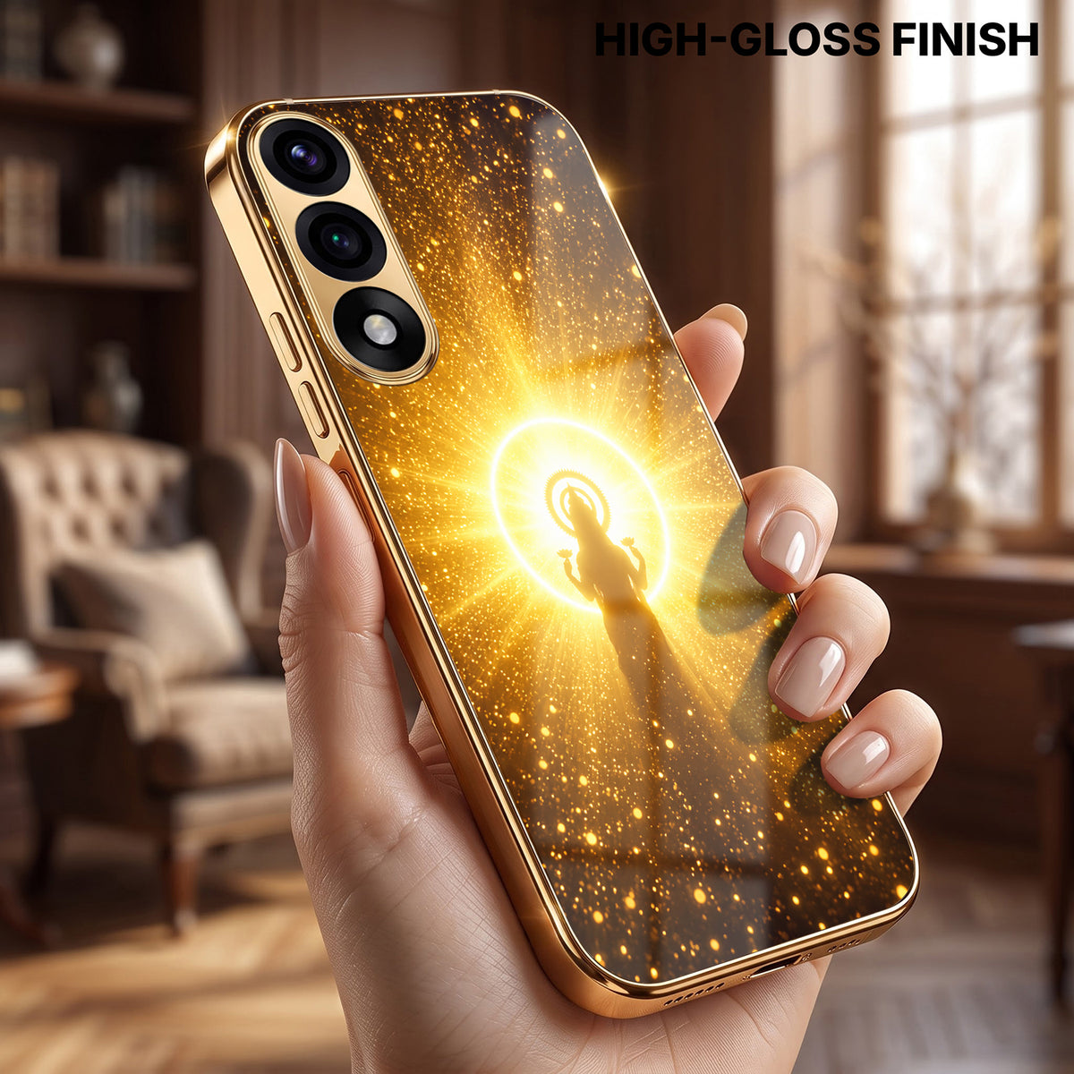 Oneplus Nord 5 5G Lakshmi Sacred Gold Electroplated Glass Phone Back Case