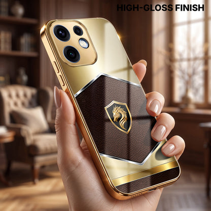 Oppo Reno 16 5G Dragon Crest Gold Electroplated Glass Phone Back Case