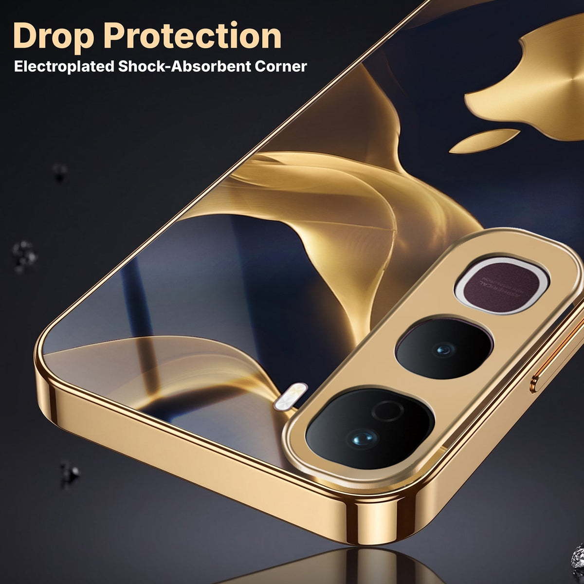 Vivo Y400 Pro 5G Luxury Wave Gold Electroplated Glass Phone Back Case