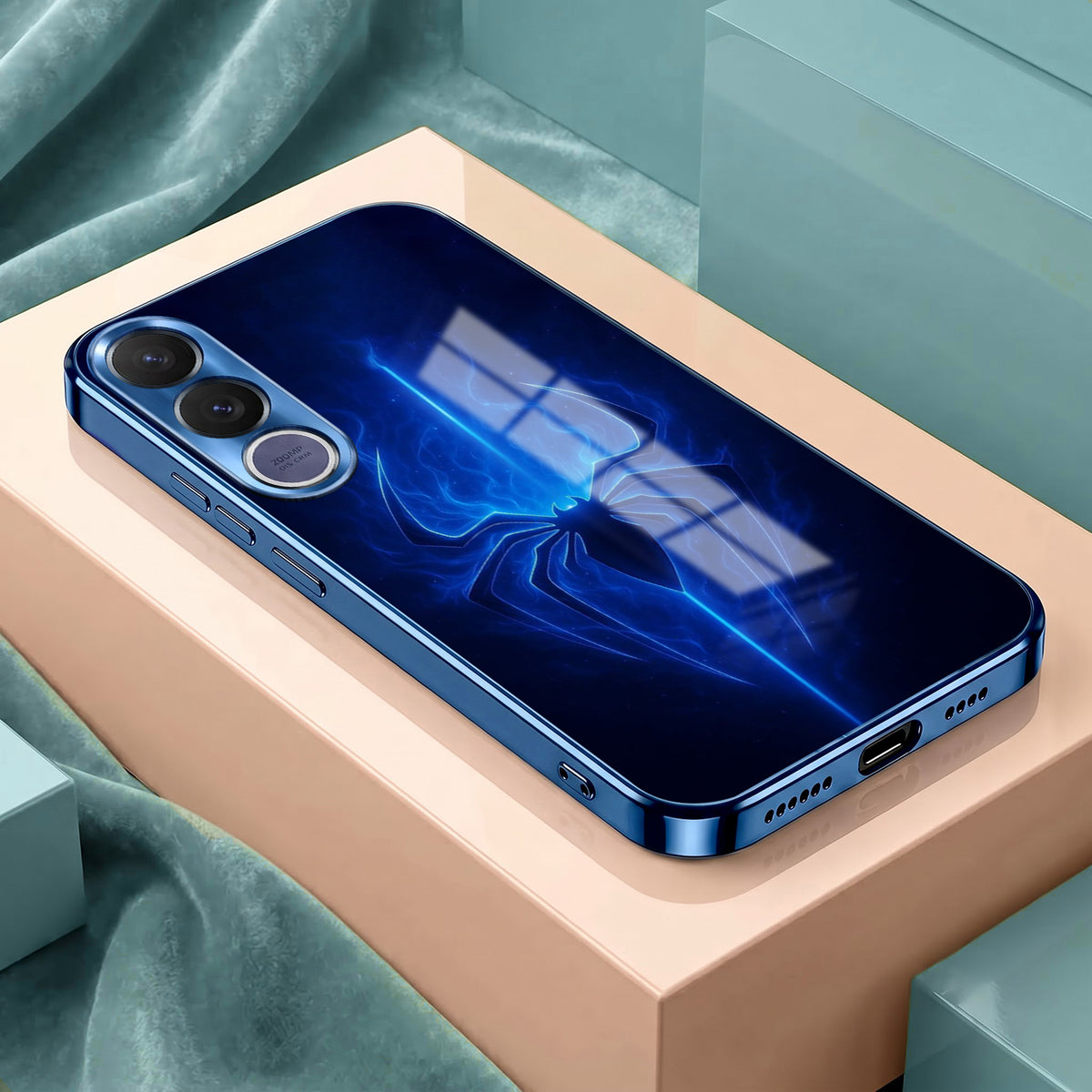 Vivo V70 FE 5G Neon Spider Blue Electroplated Glass Phone Back Case
