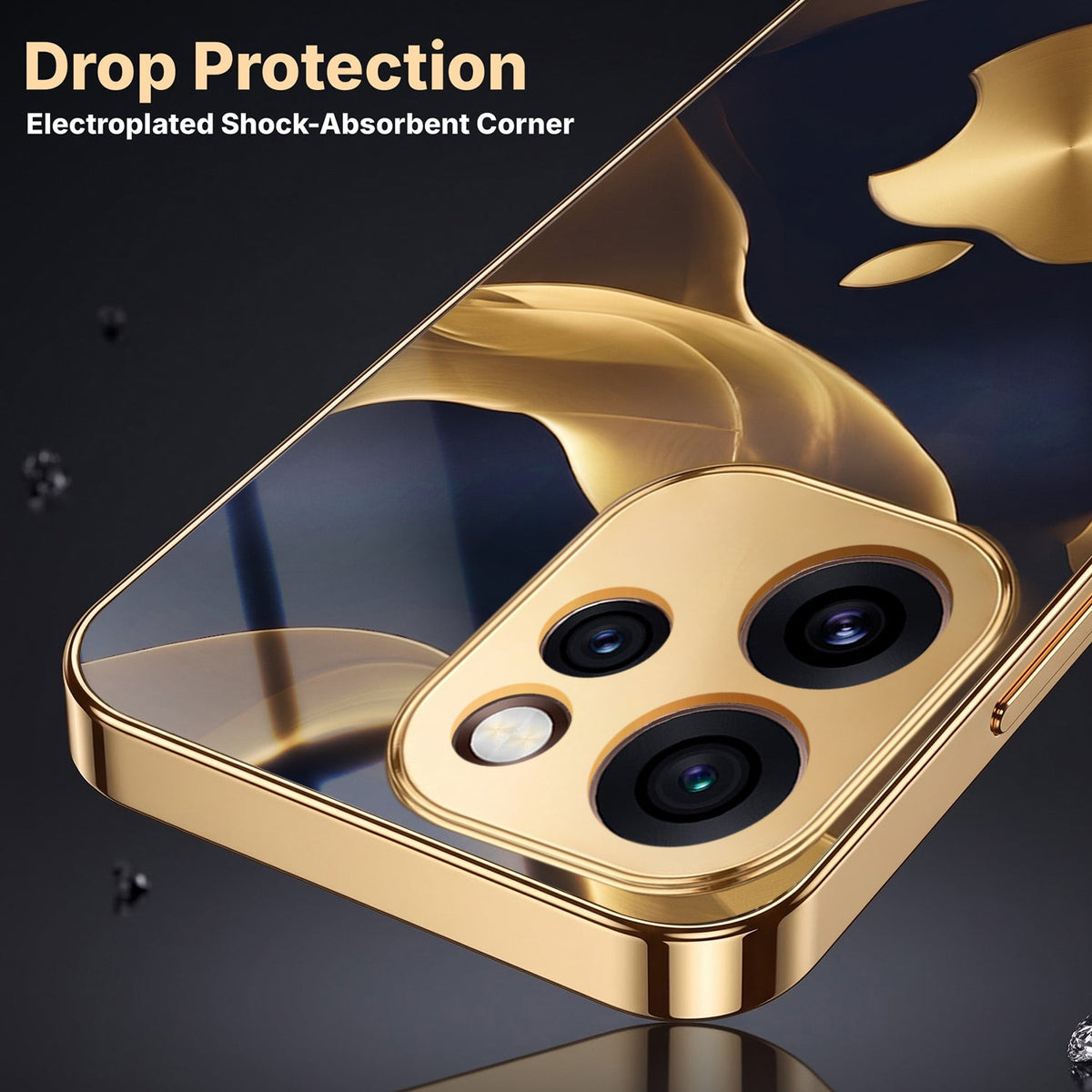 Oppo Reno 15 Pro Mini 5G Luxury Wave Gold Electroplated Glass Phone Back Case