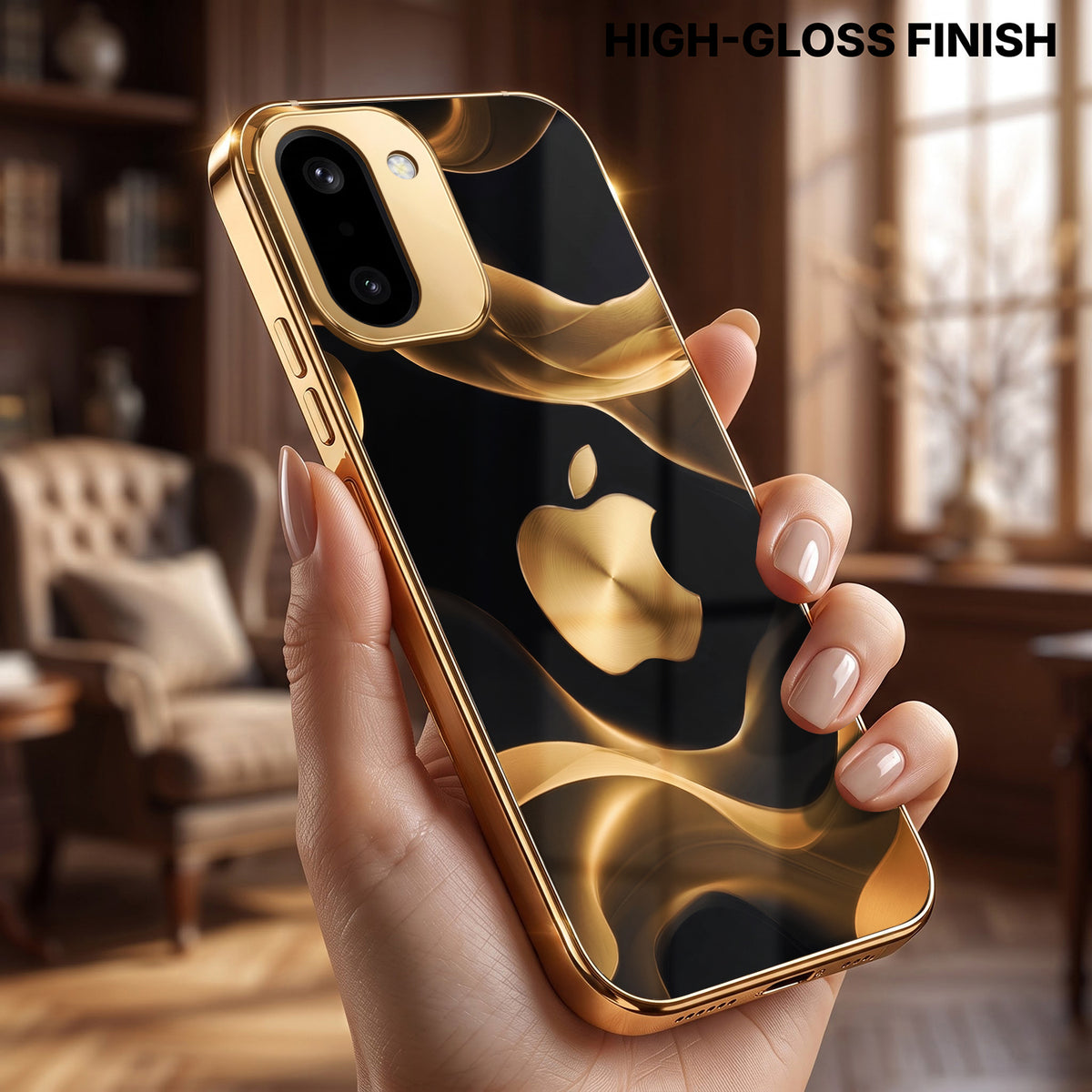 OnePlus 15R 5G Luxury Wave Gold Electroplated Glass Phone Back Case