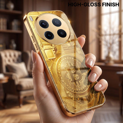 Vivo X300 Pro 5G Bitcoin Gold Electroplated Glass Phone Back Case