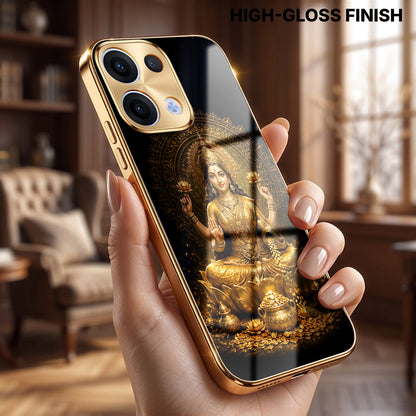 Oppo Reno 13 5G Golden Maa Lakshmi Gold Electroplated Glass Phone Back Case