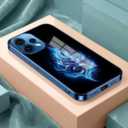 Oppo Reno 15 5G Blue Flame OM Blue Electroplated Glass Phone Back Case