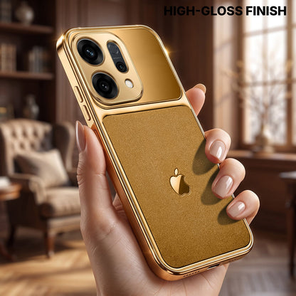 Oppo Reno 14 5G Royal Touch Apple Gold Electroplated Glass Phone Back Case