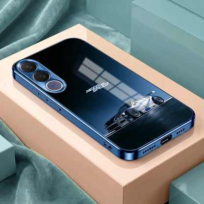 Vivo V70 FE 5G Need For Speed Blue Electroplated Glass Phone Back Case