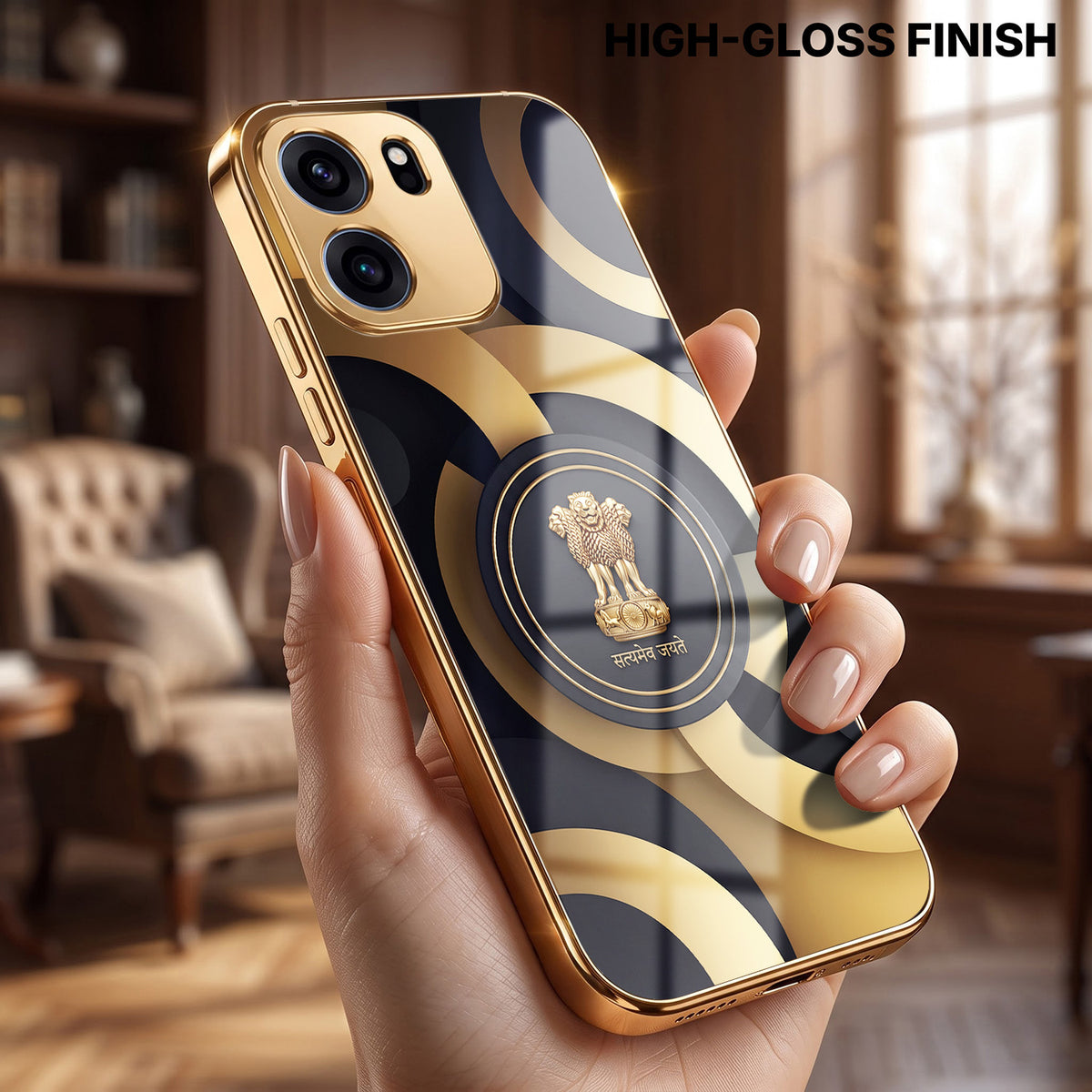 OnePlus Nord CE6 5G Royal Emblem Gold Electroplated Glass Phone Back Case