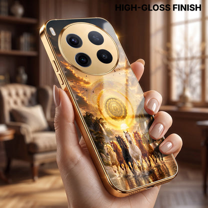 Vivo X300 Pro 5G Celestial Seven Horses Gold Electroplated Glass Phone Back Case