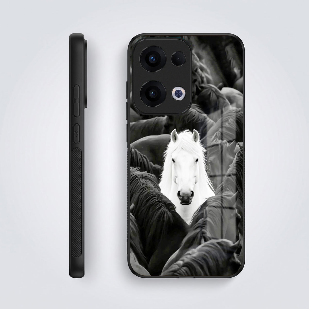 Oppo Reno 13 5G Premium Acrylic Shockproof Glass Back Case (Mystic Stallion)