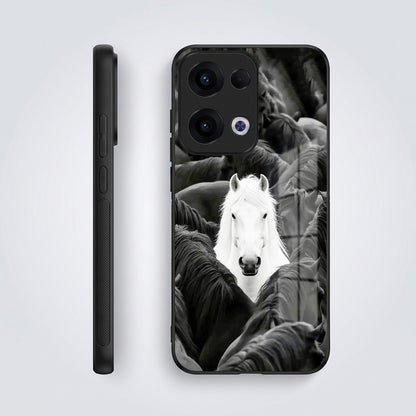 Oppo Reno 13 5G Premium Acrylic Shockproof Glass Back Case (Mystic Stallion)