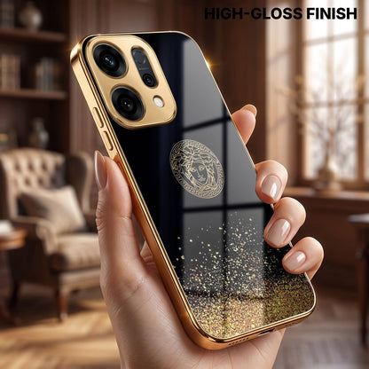 Oppo Reno 14 5G Medusa Head Gold Electroplated Glass Phone Back Case