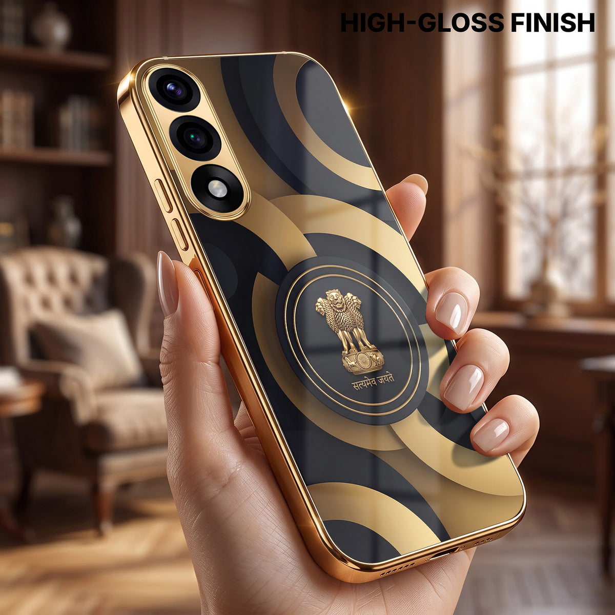 Oneplus Nord 5 5G Royal Emblem Gold Electroplated Glass Phone Back Case