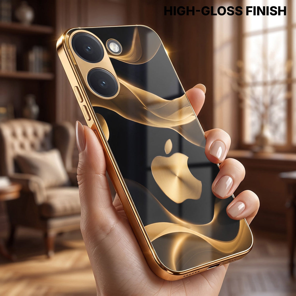 Poco X8 Pro 5G Luxury Wave Gold Electroplated Glass Phone Back Case
