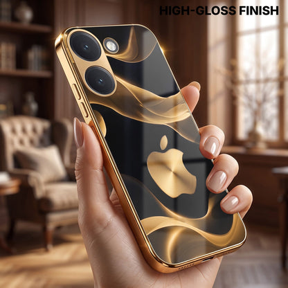 Poco X8 Pro 5G Luxury Wave Gold Electroplated Glass Phone Back Case
