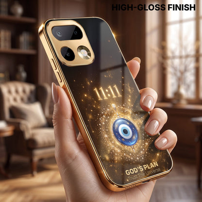 Realme 16 Pro+ 5G God’s Plan Evil Eye Gold Electroplated Glass Phone Back Case