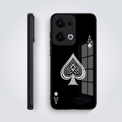Oppo Reno 13 5G Premium Acrylic Shockproof Glass Back Case (Black Ace)