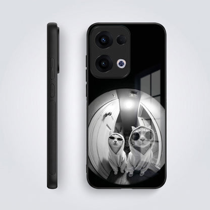 Oppo Reno 13 5G Premium Acrylic Shockproof Glass Back Case (Purrfect Duo)