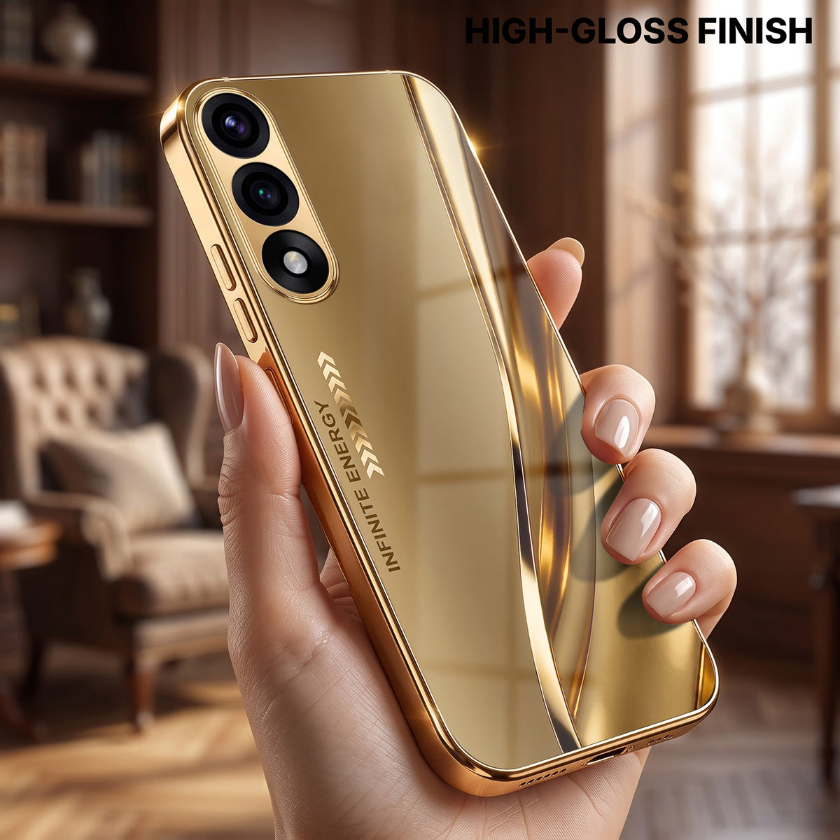 OnePlus Nord 5 5G Luxury Infinity Energy Gold Electroplated Glass Phone Case