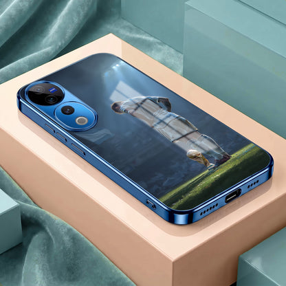 Vivo V40 Pro 5G Football Champion Blue Electroplated Glass Phone Back Case