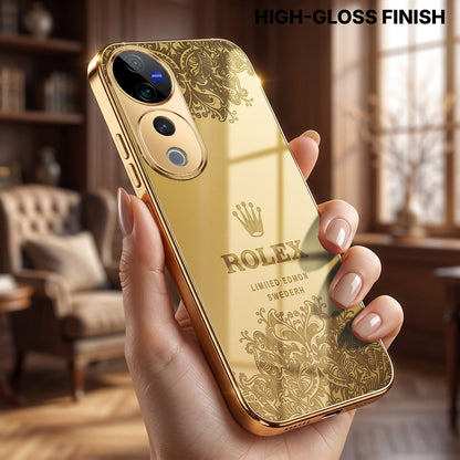 Vivo V40 Pro 5G Rolex Crown Gold Electroplated Glass Phone Back Case