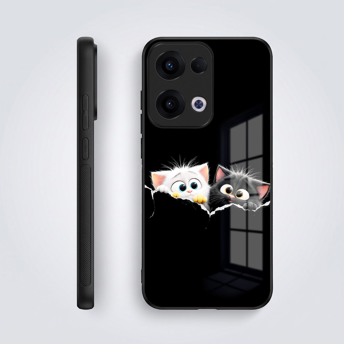 Oppo Reno 13 5G Premium Acrylic Shockproof Glass Back Case (Cute Paws)