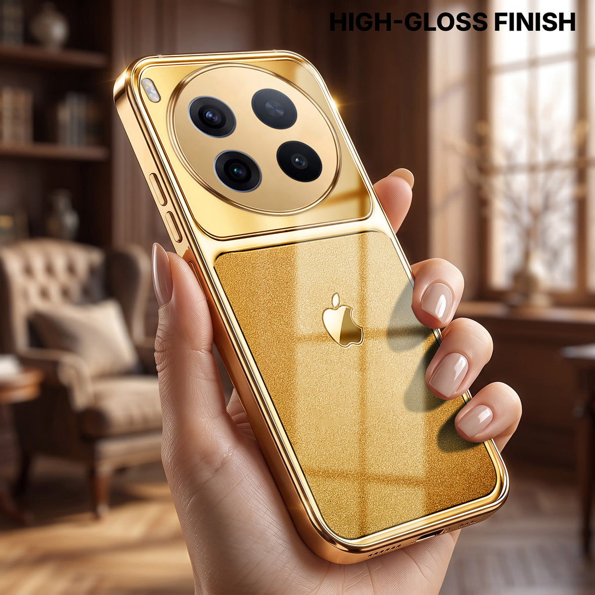 Vivo X300 Pro 5G Royal Touch Apple Gold Electroplated Glass Phone Back Case