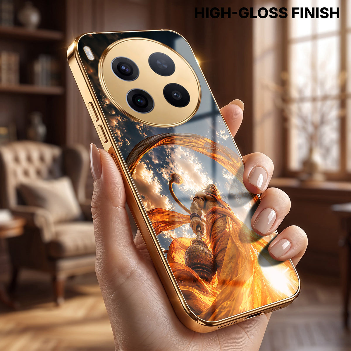 Vivo X300 Pro 5G Divine Hanuman Gold Electroplated Glass Phone Back Case