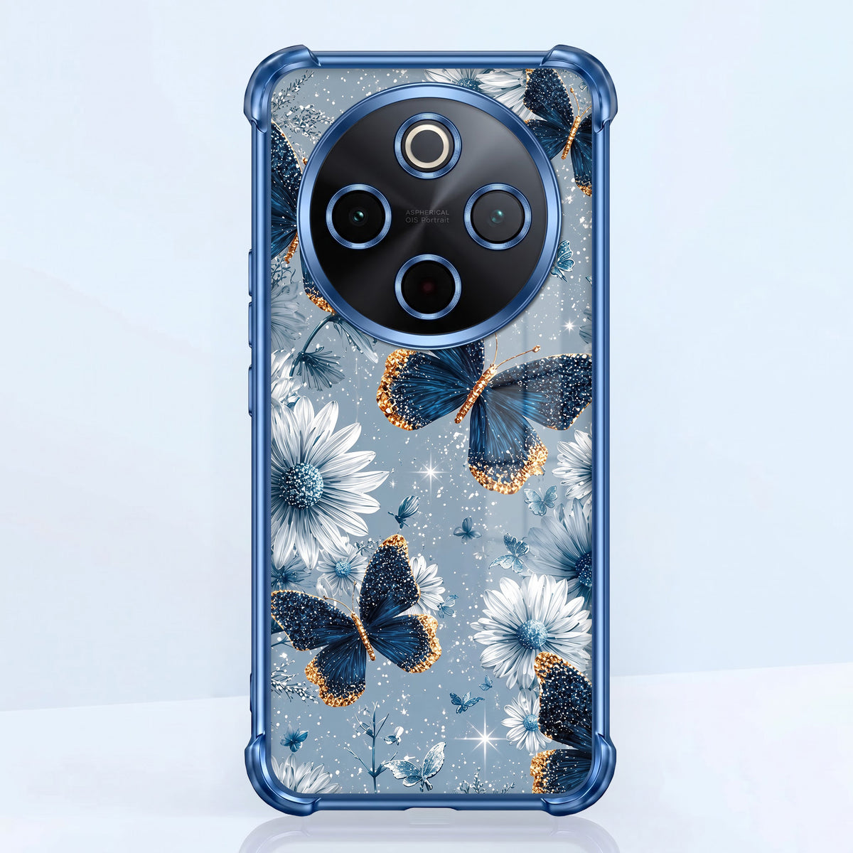 Vivo T4 5G Blue Butterfly Floral Airbags Printed Back Case
