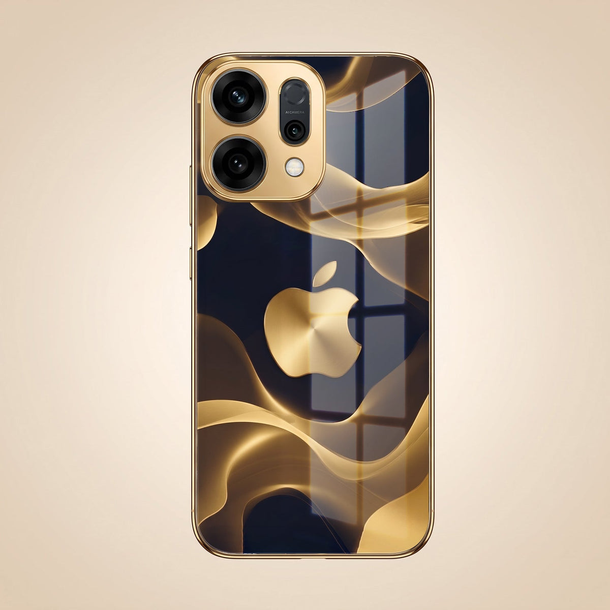 Oppo Reno 14 5G Luxury Wave Gold Electroplated Glass Phone Back Case