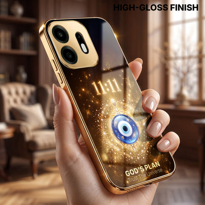 OnePlus N6 5G God’s Plan Evil Eye Gold Electroplated Glass Phone Back Case