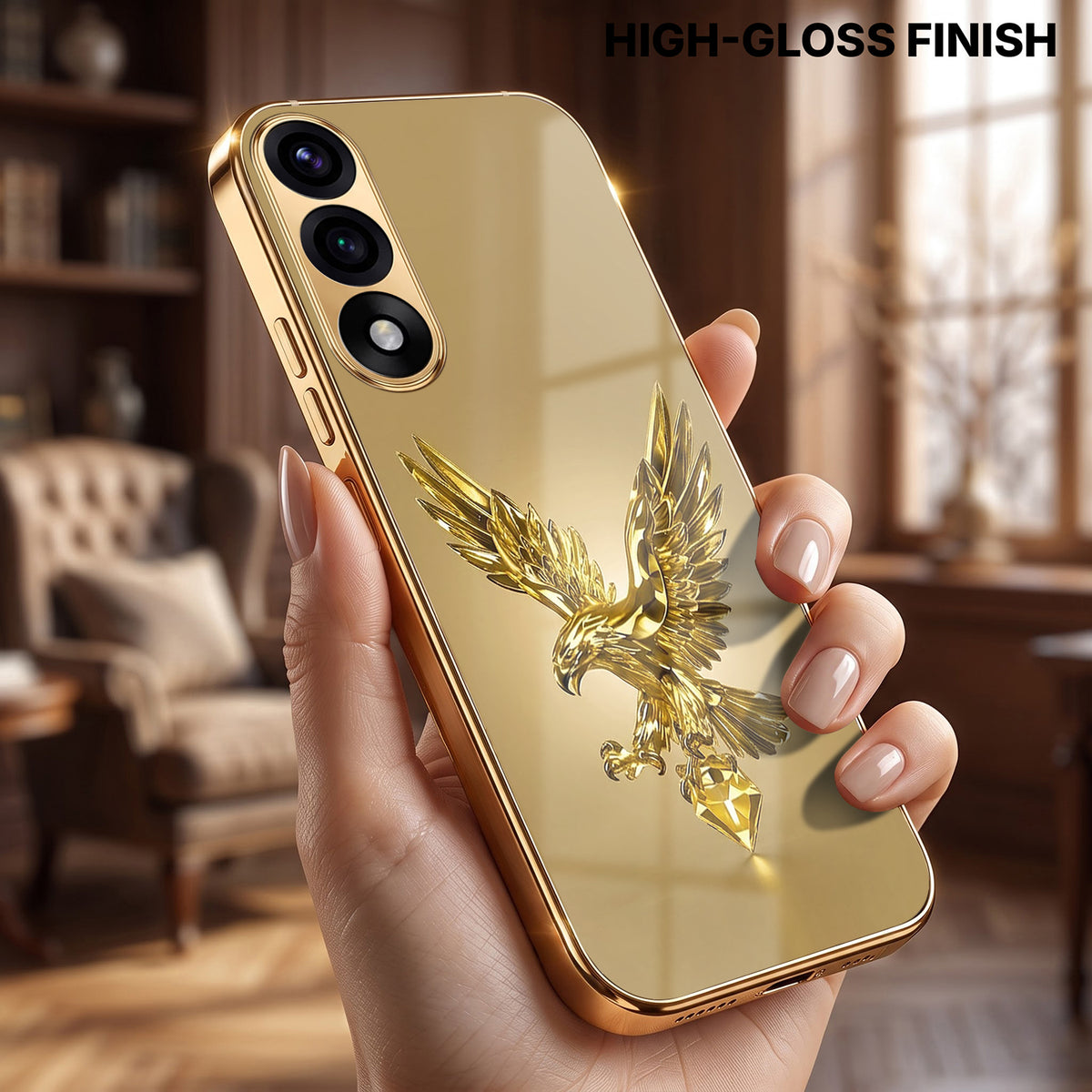 Oneplus Nord 5 5G Golden Eagle Gold Electroplated Glass Phone Back Case
