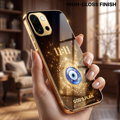 OnePlus 13s 5G God’s Plan Evil Eye Gold Electroplated Glass Phone Back Case