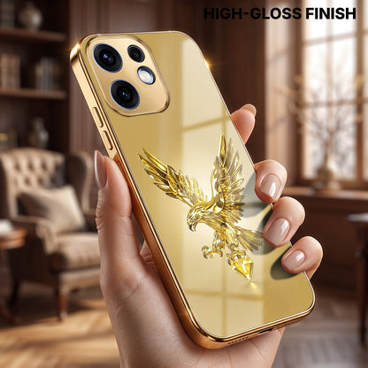 Oppo Reno 16 5G Golden Eagle Gold Electroplated Glass Phone Back Case