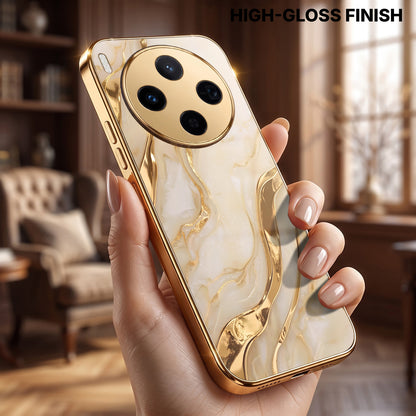 Vivo X300 5G Marvel Texture Gold Electroplated Glass Phone Back Case
